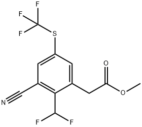 Methyl 3-cyano-2-difluoromethyl-5-(trifluoromethylthio)phenylacetate Structure