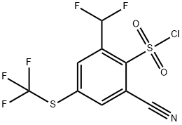 2-Cyano-6-difluoromethyl-4-(trifluoromethylthio)benzenesulfonyl chloride Structure