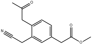 Methyl 3-(cyanomethyl)-4-(2-oxopropyl)phenylacetate Structure