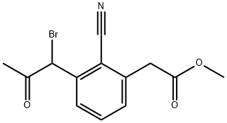 Methyl 3-(1-bromo-2-oxopropyl)-2-cyanophenylacetate Structure