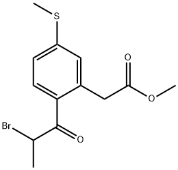 Methyl 2-(2-bromopropanoyl)-5-(methylthio)phenylacetate 구조식 이미지