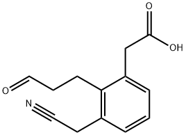 3-(Carboxymethyl)-2-(3-oxopropyl)phenylacetonitrile 구조식 이미지