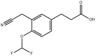 5-(2-Carboxyethyl)-2-(difluoromethoxy)phenylacetonitrile Structure