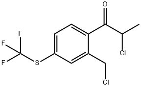 2-Chloro-1-(2-(chloromethyl)-4-(trifluoromethylthio)phenyl)propan-1-one Structure