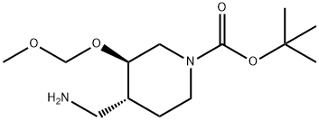 1-Piperidinecarboxylic acid, 4-(aminomethyl)-3-(methoxymethoxy)-, 1,1-dimethylethyl ester, (3R,4R)- Structure