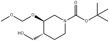 1-Piperidinecarboxylic acid, 4-(hydroxymethyl)-3-(methoxymethoxy)-, 1,1-dimethylethyl ester, (3R,4R)- 구조식 이미지