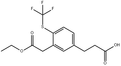 Ethyl 5-(2-carboxyethyl)-2-(trifluoromethylthio)phenylacetate Structure