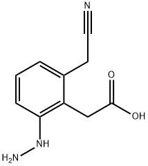 2-(Carboxymethyl)-3-hydrazinylphenylacetonitrile Structure