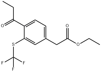Ethyl 4-propionyl-3-(trifluoromethylthio)phenylacetate Structure