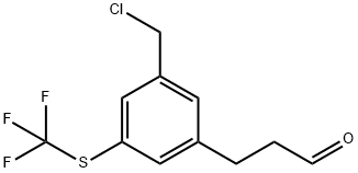 3-(3-(Chloromethyl)-5-(trifluoromethylthio)phenyl)propanal Structure