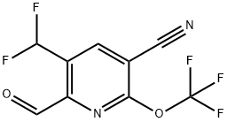 3-Cyano-5-(difluoromethyl)-2-(trifluoromethoxy)pyridine-6-carboxaldehyde Structure