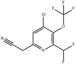 4-Chloro-2-(difluoromethyl)-3-(trifluoromethoxy)pyridine-6-acetonitrile Structure