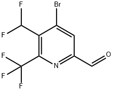 4-Bromo-3-(difluoromethyl)-2-(trifluoromethyl)pyridine-6-carboxaldehyde Structure