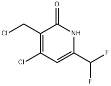 4-Chloro-3-(chloromethyl)-6-(difluoromethyl)-2-hydroxypyridine Structure