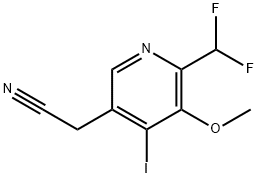 2-(Difluoromethyl)-4-iodo-3-methoxypyridine-5-acetonitrile Structure