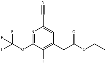 Ethyl 6-cyano-3-iodo-2-(trifluoromethoxy)pyridine-4-acetate Structure