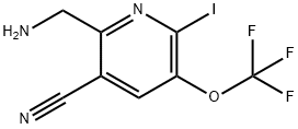 2-(Aminomethyl)-3-cyano-6-iodo-5-(trifluoromethoxy)pyridine Structure