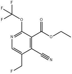 Ethyl 4-cyano-5-(fluoromethyl)-2-(trifluoromethoxy)pyridine-3-carboxylate Structure