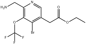 Ethyl 2-(aminomethyl)-4-bromo-3-(trifluoromethoxy)pyridine-5-acetate Structure