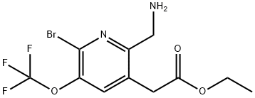 Ethyl 2-(aminomethyl)-6-bromo-5-(trifluoromethoxy)pyridine-3-acetate Structure