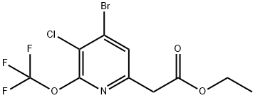 Ethyl 4-bromo-3-chloro-2-(trifluoromethoxy)pyridine-6-acetate Structure