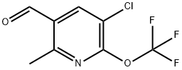 3-Chloro-6-methyl-2-(trifluoromethoxy)pyridine-5-carboxaldehyde Structure