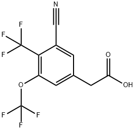 3-Cyano-5-trifluoromethoxy-4-(trifluoromethyl)phenylacetic acid Structure