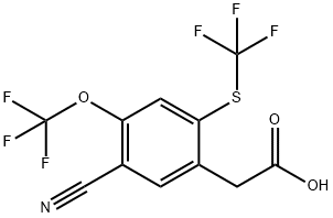 5-Cyano-4-trifluoromethoxy-2-(trifluoromethylthio)phenylacetic acid Structure