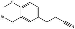 3-(3-(Bromomethyl)-4-(methylthio)phenyl)propanenitrile Structure