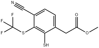 Methyl 4-cyano-2-mercapto-3-(trifluoromethylthio)phenylacetate Structure