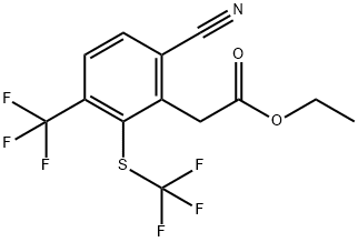 Ethyl 6-cyano-3-trifluoromethyl-2-(trifluoromethylthio)phenylacetate Structure