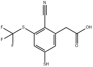 2-Cyano-5-mercapto-3-(trifluoromethylthio)phenylacetic acid Structure