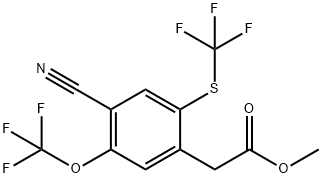 Methyl 4-cyano-5-trifluoromethoxy-2-(trifluoromethylthio)phenylacetate Structure