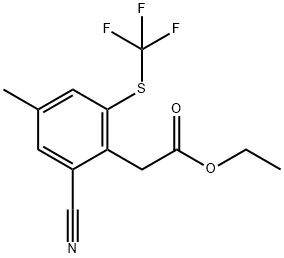 Ethyl 2-cyano-4-methyl-6-(trifluoromethylthio)phenylacetate Structure