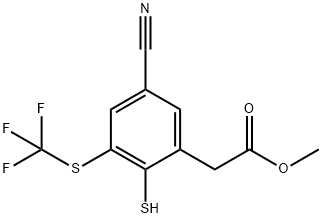 Methyl 5-cyano-2-mercapto-3-(trifluoromethylthio)phenylacetate Structure