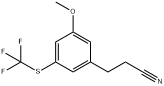 3-(3-Methoxy-5-(trifluoromethylthio)phenyl)propanenitrile Structure