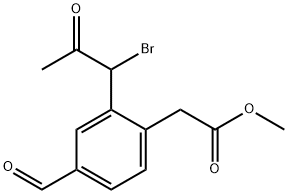 Methyl 2-(1-bromo-2-oxopropyl)-4-formylphenylacetate Structure