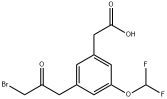 3-(3-Bromo-2-oxopropyl)-5-(difluoromethoxy)phenylacetic acid Structure