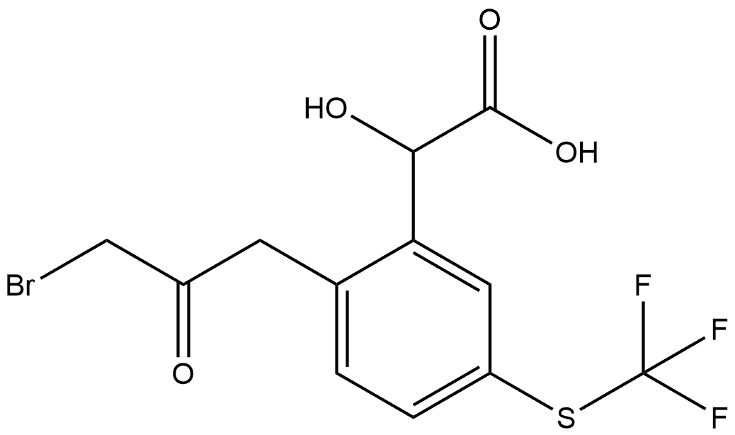 2-(3-Bromo-2-oxopropyl)-5-(trifluoromethylthio)mandelic acid Structure