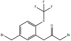 1-Bromo-3-(5-(bromomethyl)-2-(trifluoromethylthio)phenyl)propan-2-one 구조식 이미지