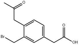 3-(Bromomethyl)-4-(2-oxopropyl)phenylacetic acid Structure