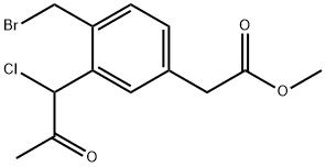 Methyl 4-(bromomethyl)-3-(1-chloro-2-oxopropyl)phenylacetate Structure