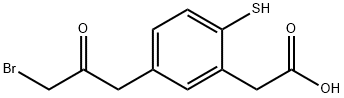 5-(3-Bromo-2-oxopropyl)-2-mercaptophenylacetic acid Structure