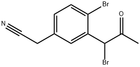 4-Bromo-3-(1-bromo-2-oxopropyl)phenylacetonitrile Structure