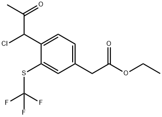Ethyl 4-(1-chloro-2-oxopropyl)-3-(trifluoromethylthio)phenylacetate Structure