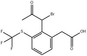 2-(1-Bromo-2-oxopropyl)-3-(trifluoromethylthio)phenylacetic acid Structure