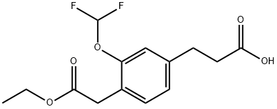 Ethyl 4-(2-carboxyethyl)-2-(difluoromethoxy)phenylacetate Structure