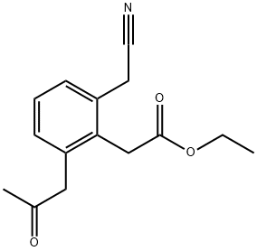 Ethyl 2-(cyanomethyl)-6-(2-oxopropyl)phenylacetate Structure