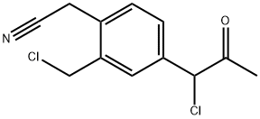 2-(Chloromethyl)-4-(1-chloro-2-oxopropyl)phenylacetonitrile Structure