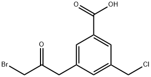 3-(3-Bromo-2-oxopropyl)-5-(chloromethyl)benzoic acid Structure